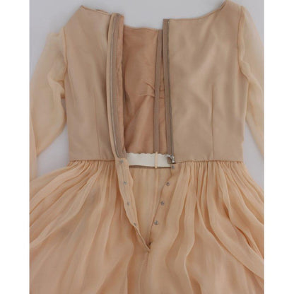 Dolce & Gabbana Beige Silk Ball Gown Full Length Dress