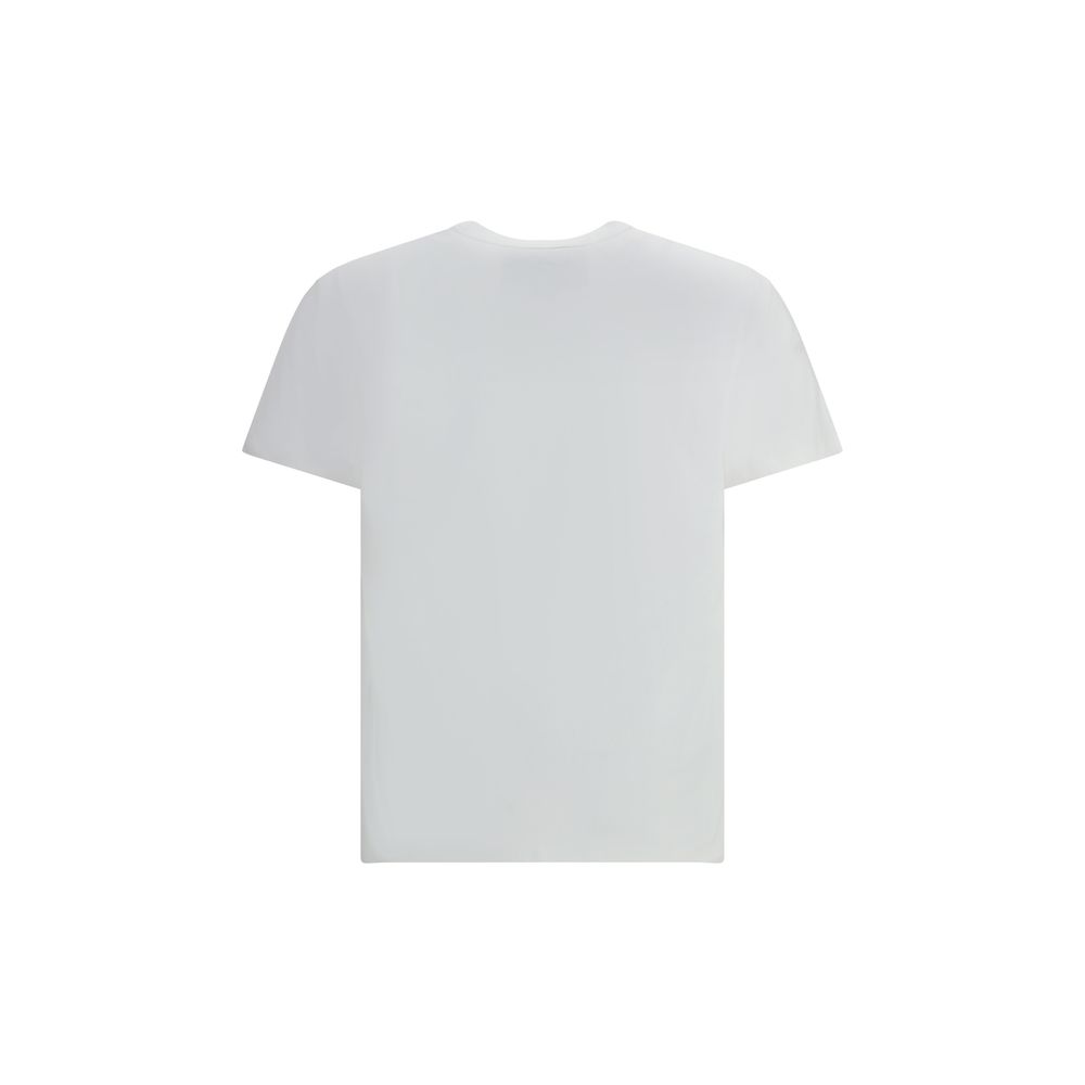 Back view of Valentino White Cotton T-Shirt featuring a ribbed crew neck and embroidered VG logo for a stylish, contemporary finish.