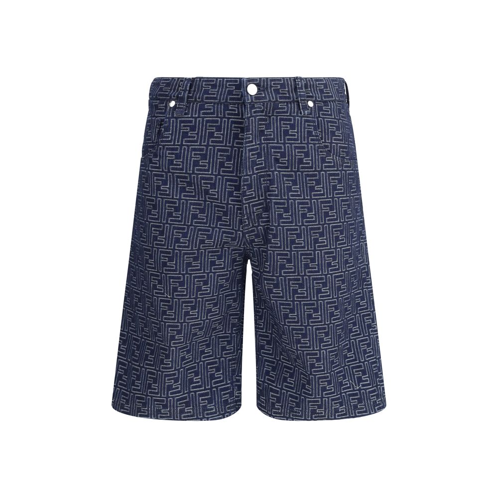 Fendi Blue Cotton Bermuda Shorts