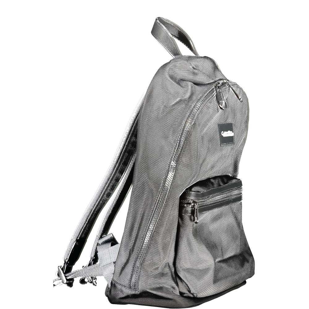 Calvin Klein Black Polyester Backpack with adjustable straps, water repellent fabric, front pocket, and laptop compartment