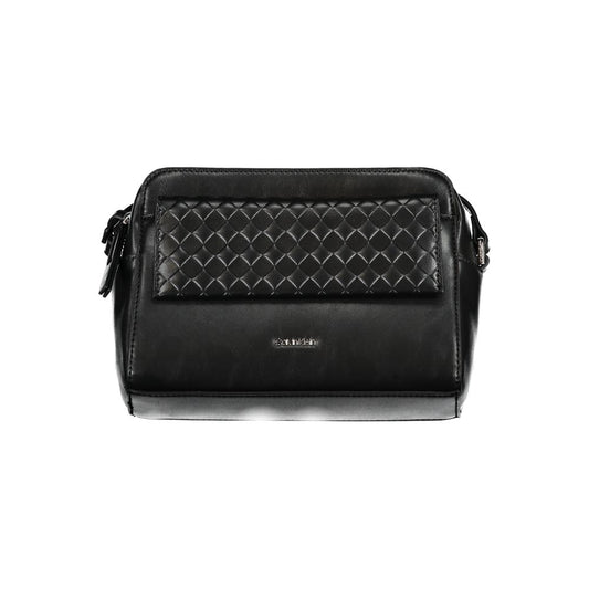 Calvin Klein Black Polyester Handbag with adjustable shoulder strap, external and internal pockets, contrasting details, zip and magnet closure