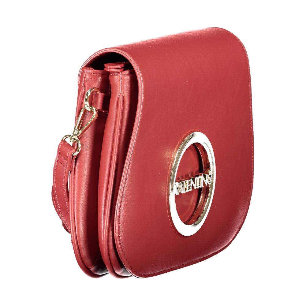 Mario Valentino Red Polyethylene Handbag with adjustable strap and logo on display