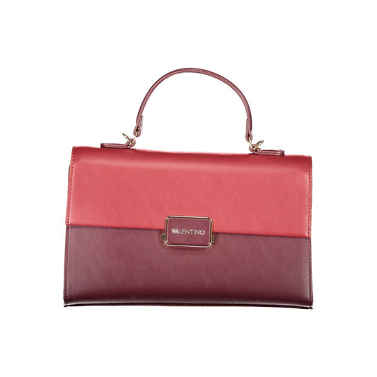 Mario Valentino Red Polyethylene Handbag with handle, adjustable strap, dual compartments, and snap closure.