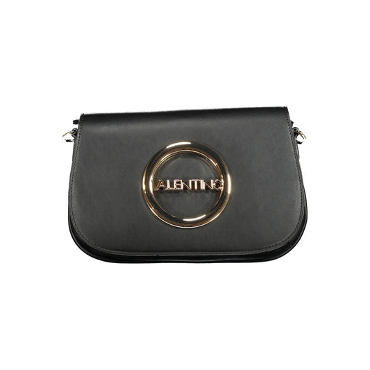 Mario Valentino Black Polyethylene Handbag with adjustable strap, internal pockets, and logo