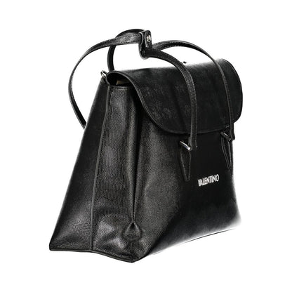 Mario Valentino Black Polyethylene Handbag with handles, shoulder strap, laptop compartment, pockets, and logo in black design