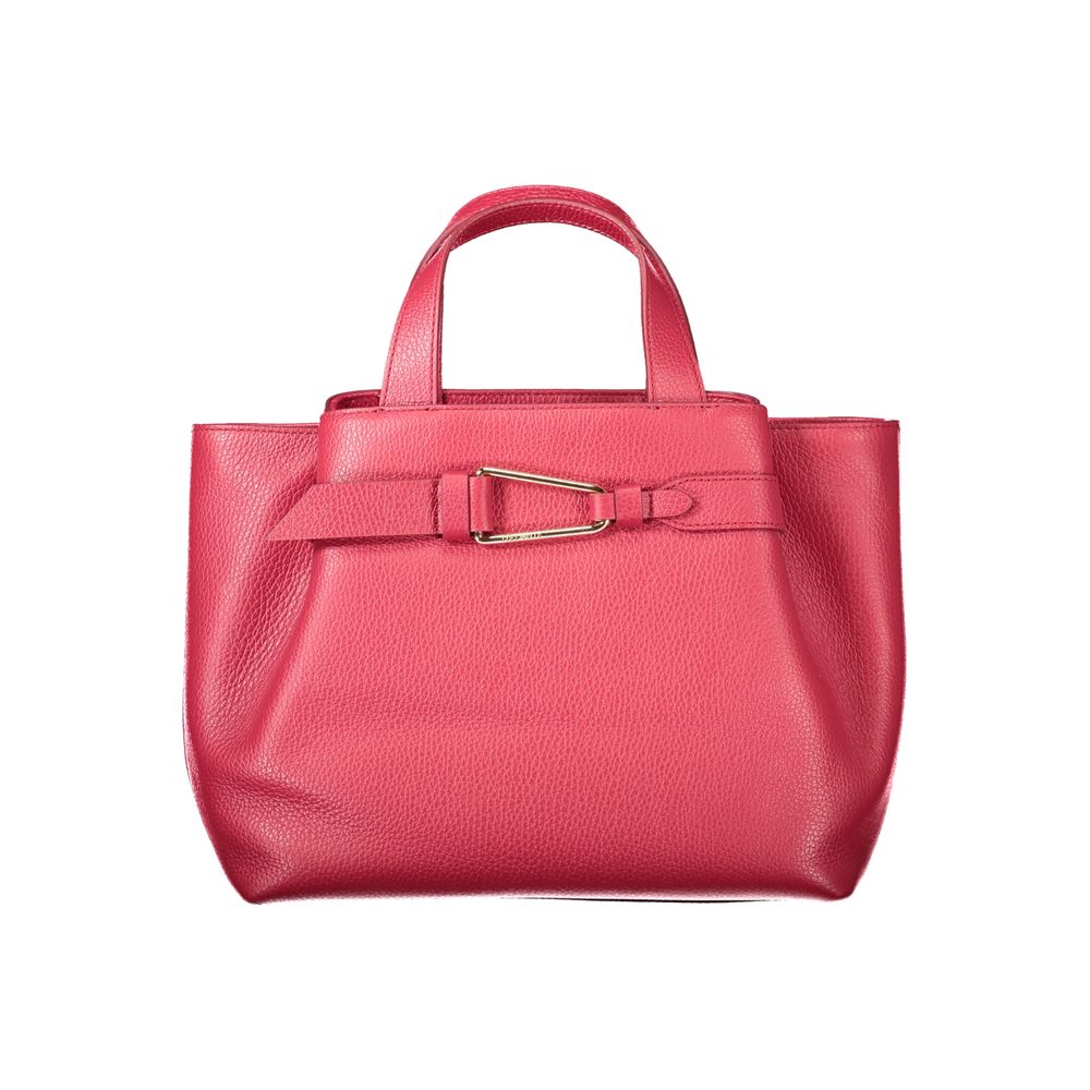 Coccinelle Red Leather Handbag - Malory Bag with handles and adjustable strap, external and internal pockets, zip closure.