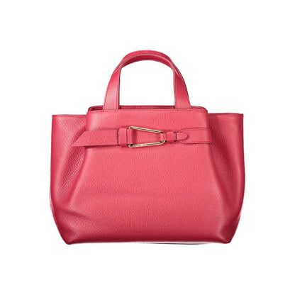 Coccinelle Red Leather Handbag - Malory Bag with handles and adjustable strap, external and internal pockets, zip closure.