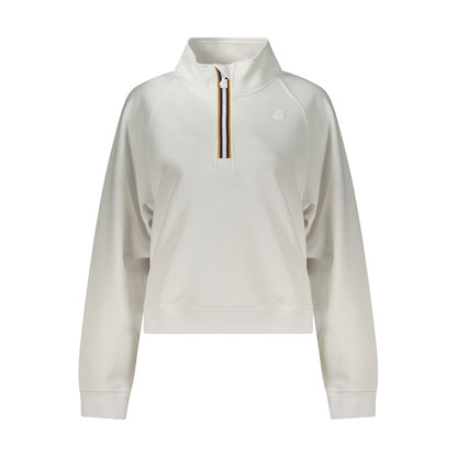 K-WAY White Polyester Women Sweater with half-zip and contrasting details, featuring the signature K-WAY logo for urban fashion adventures.