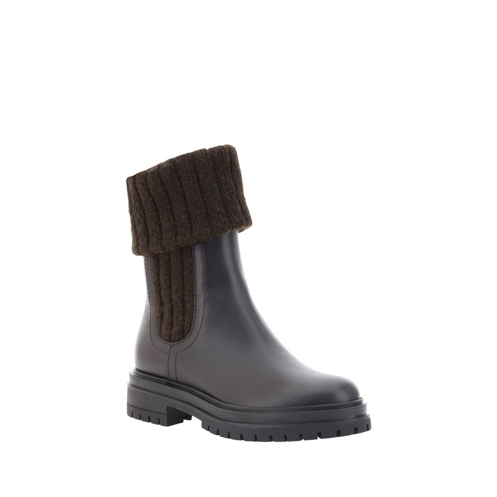 Gianvito Rossi Black Calf Leather Bos Taurus Ankle Boots