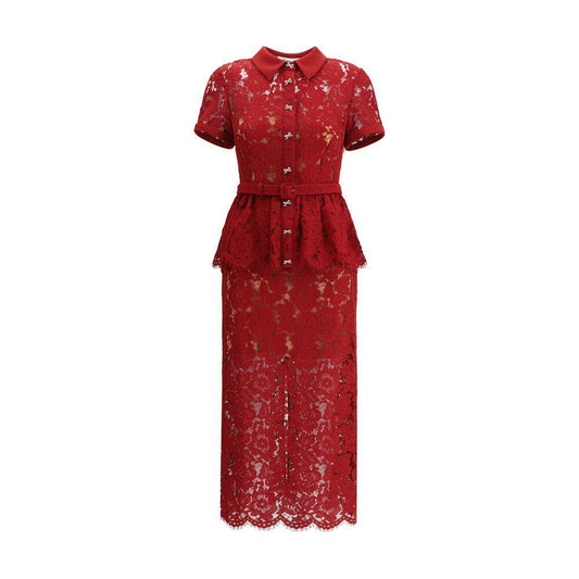 Self-Portrait Lace midi Dress SE-PF25006MBBUBURGUNDY-10