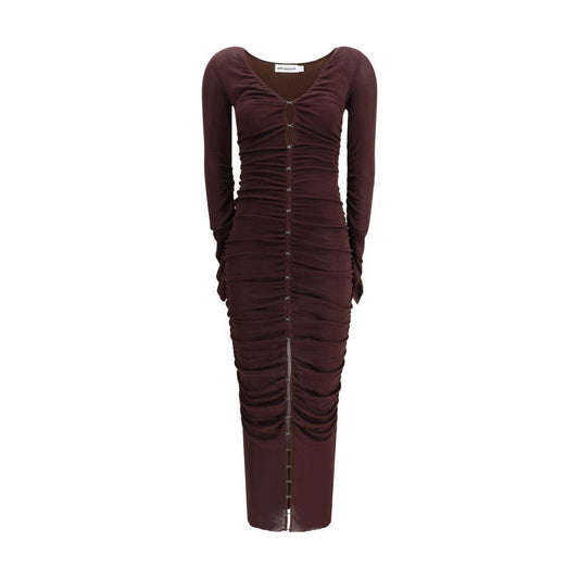 Self-Portrait Draped knit Dress SE-PF25098MBRBROWN-S