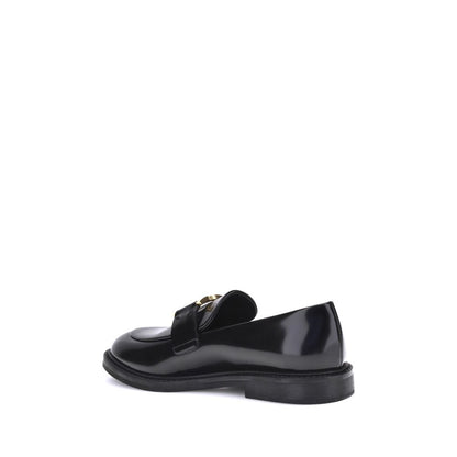 Chloé Black Calf Leather Bos Taurus Slip-On Loafers