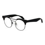 Yohji Yamamoto Black Women Glasses Frame, round plastic full-rim design with demo lenses, 49-19-148 size, shipped with branded soft case.