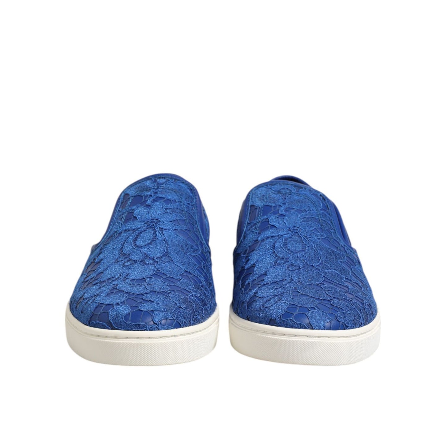 Dolce & Gabbana Blue Leather Lace Slip On Sneaker Shoes