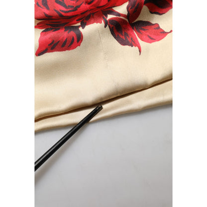 Dolce & Gabbana Beige Floral Spaghetti Strap Sheath Dress