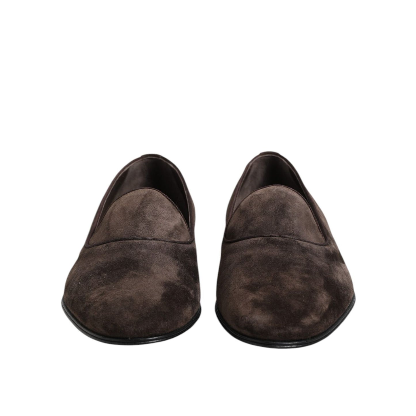 Dolce & Gabbana Brown Velvet Leather Slip On Loafers Shoes
