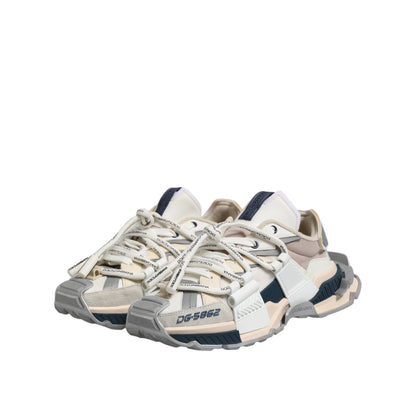 Dolce & Gabbana Multicolor Space Low Top Men Sneakers Shoes with lace-up closure and logo details.