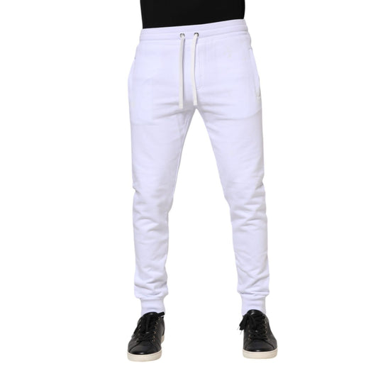 Dolce & Gabbana White Cotton Drawstring Jogger Pants