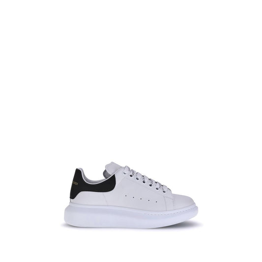 Alexander McQueen White Calf Leather Bos Taurus Platform Sneakers, side view showing elegant and bold contemporary design.
