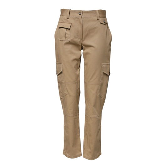 Dolce & Gabbana Beige Mid Waist Cargo Tapered Pants