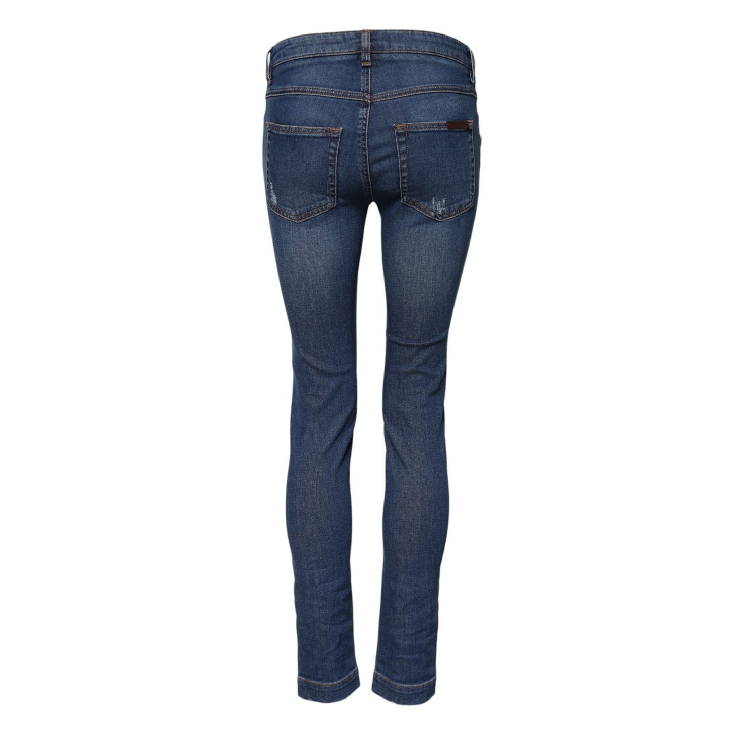Dolce & Gabbana Blue Cotton Low Waist Skinny Denim Jeans