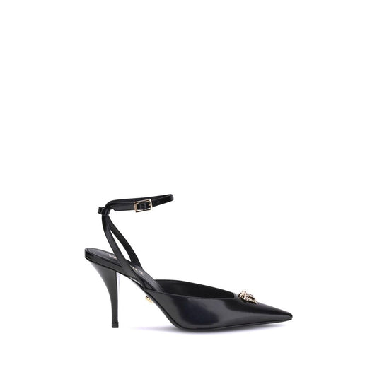 Versace Black Calf Leather Bos Taurus High Heel Pumps Versace