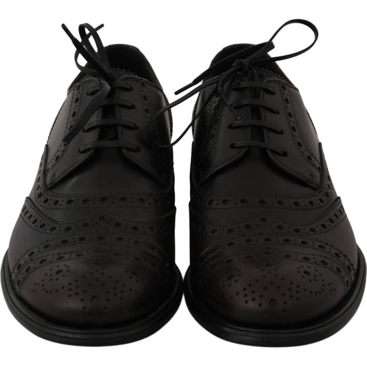 Dolce & Gabbana Elegant Bordeaux Wingtip Derby Dress Shoes Dress Shoes Dolce & Gabbana Black