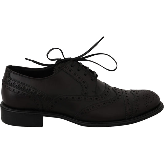 Dolce & Gabbana Elegant Bordeaux Wingtip Derby Dress Shoes Dress Shoes Dolce & Gabbana Black