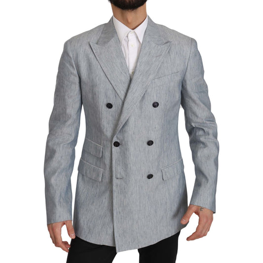 Dolce & Gabbana Elegant Light Blue Double Breasted Blazer Dolce & Gabbana Light Slate Gray