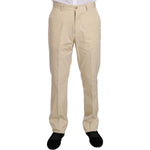 Romeo Gigli Two Piece 3 Button Beige Cotton Solid Suit Suit