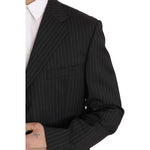 Z ZEGNA Black Striped Two Piece 3 Button 100% Wool Suit Suit