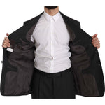 Z ZEGNA Black Striped Two Piece 3 Button 100% Wool Suit Suit