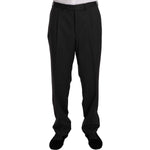 Z ZEGNA Black Striped Two Piece 3 Button 100% Wool Suit Suit