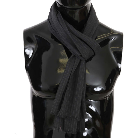 Dolce & Gabbana Elegant Gray Striped Wool Men's Scarf Wool Wrap Shawls Dolce & Gabbana Dark Slate Gray