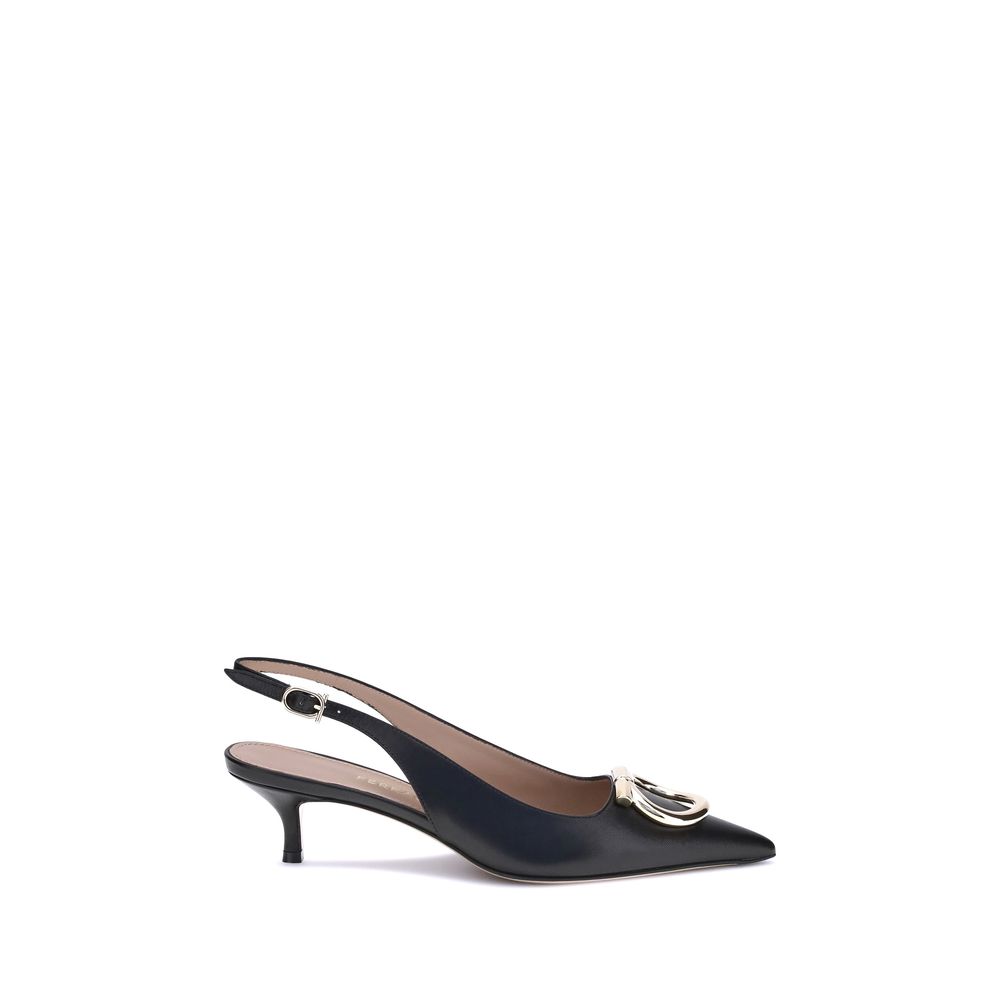 Ferragamo Black Calf Leather Bos Taurus High Heel Pumps