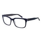 Guess Blue Men Glasses Frame, acetate full-rim style with demo plastic lenses, rectangle shape, spring hinge, includes branded case.