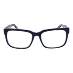 Guess Blue Men Glasses Frame, acetate full-rim with demo lenses, size 56-17-150, featuring rectangle style and spring hinge.