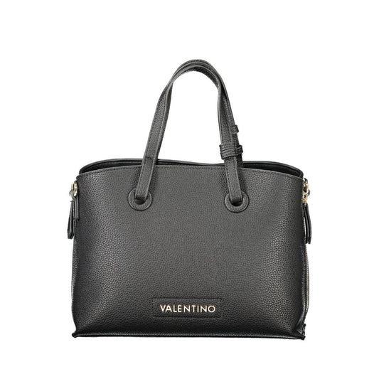 Mario Valentino Black Polyethylene Women Handbag with handles and removable strap, featuring a chic designer look and durable material.