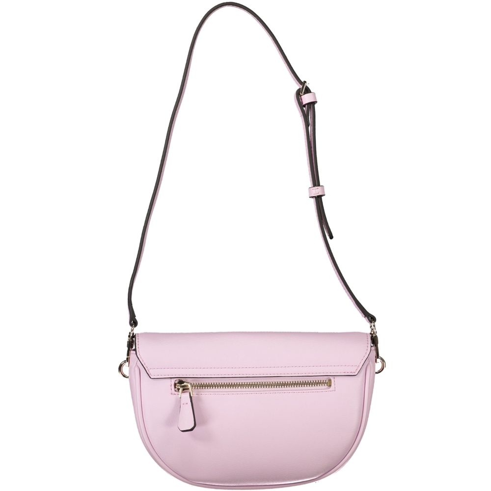 Guess Jeans Pink Polyethylene Women Handbag with adjustable strap and exterior pocket for stylish convenience.