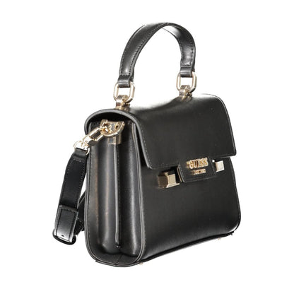 Guess Jeans Black Polyethylene Women Handbag with handle and shoulder strap, eco-friendly compact mini bag.