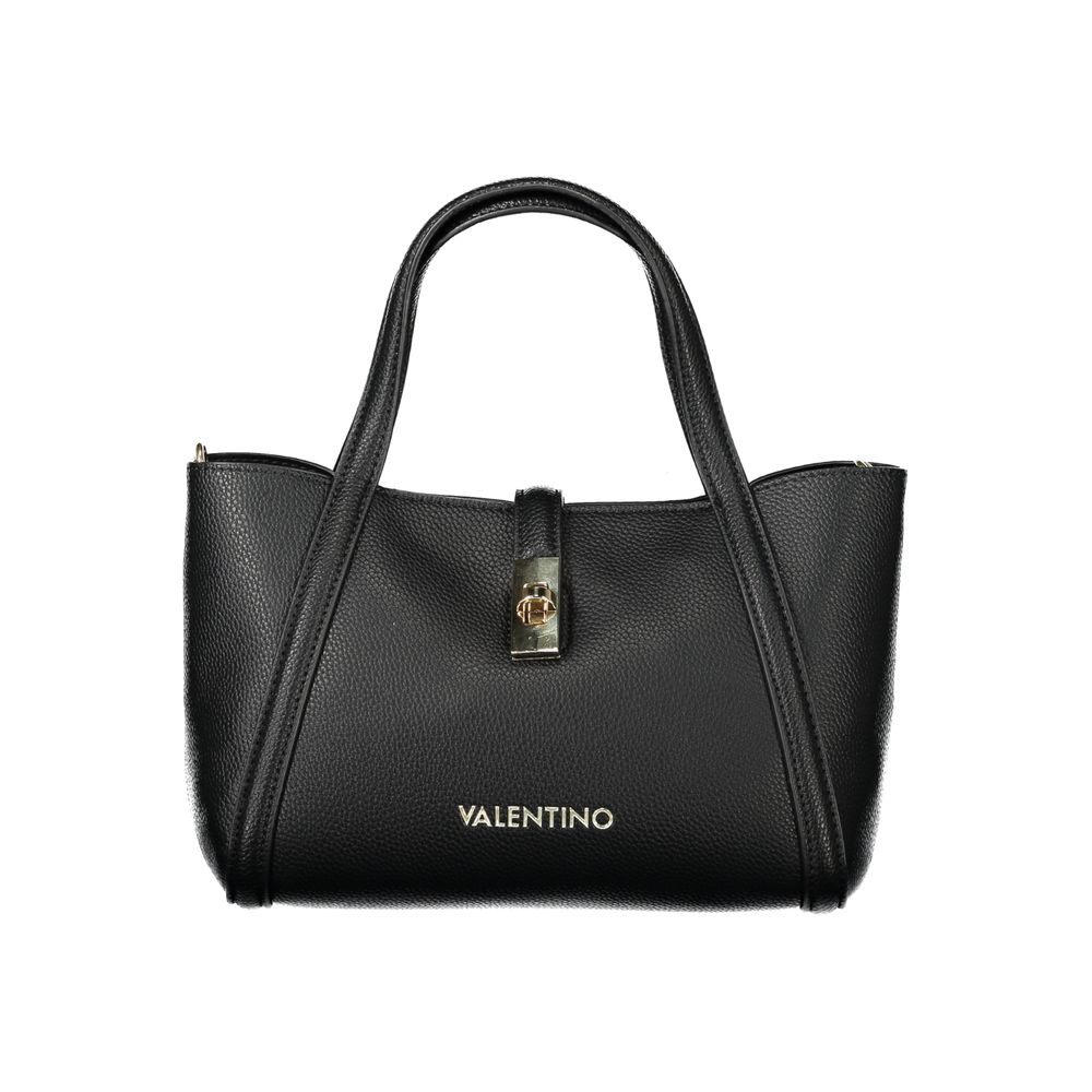 Mario Valentino Black Polyethylene Women Handbag with dual handles and detachable shoulder strap