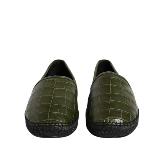 Dolce & Gabbana Green Exotic Leather Espadrilles Slip On Shoes MV7554-44