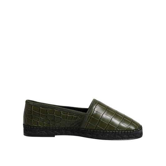 Dolce & Gabbana Green Exotic Leather Espadrilles Slip On Shoes MV7554-44