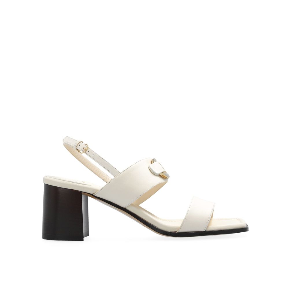 Salvatore Ferragamo White Calfskin Strap-On Sandals