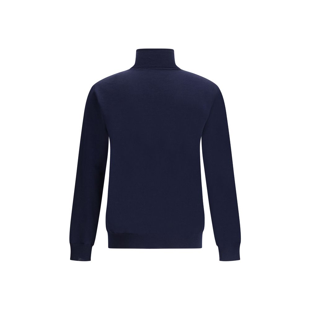 Valentino Blue Fleece Wool Turtleneck