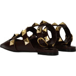 Valentino Garavani Brown Leather Flat Sandals VA-8547150561545-EU36/US6