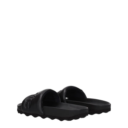 Off-White Black Leather Slippers