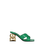 Dolce & Gabbana Green Leather Flat Sandals DO-8547347464457-EU36/US6