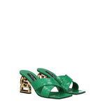 Dolce & Gabbana Green Leather Flat Sandals DO-8547347464457-EU36/US6