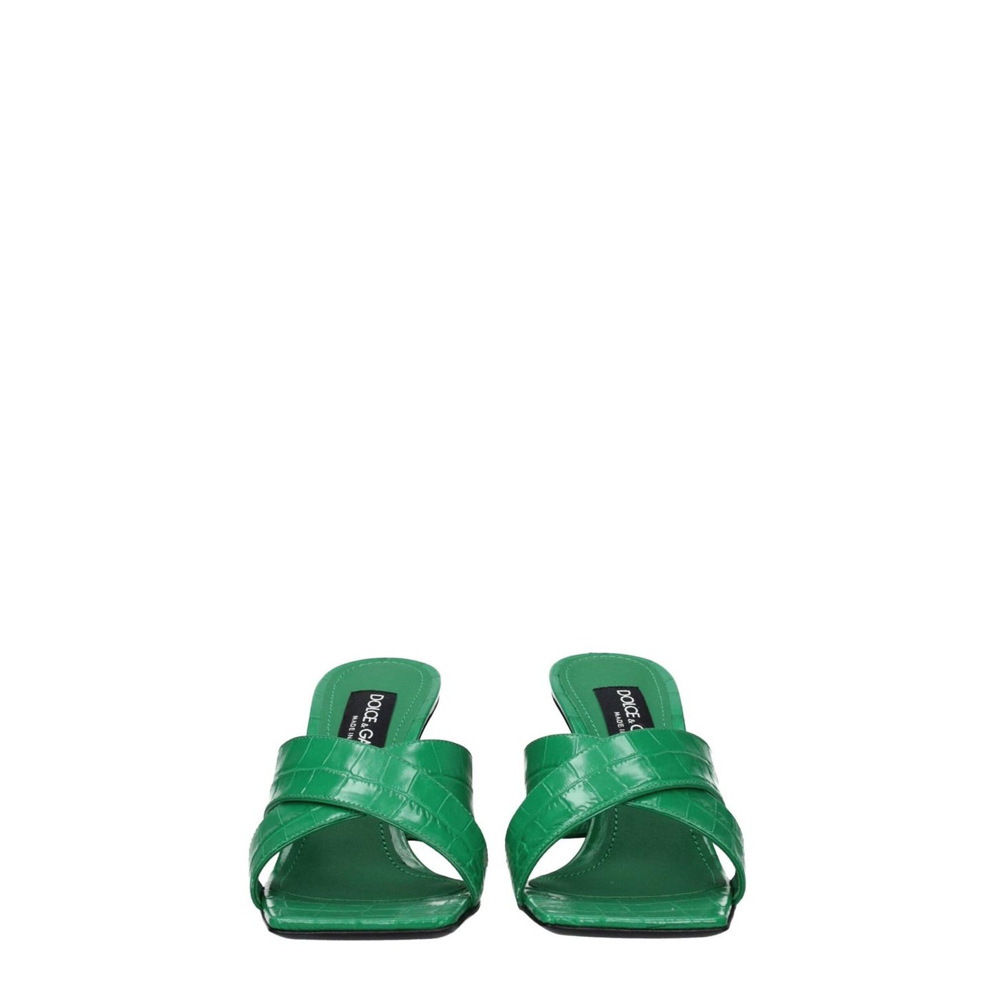Dolce & Gabbana Green Leather Flat Sandals DO-8547347464457-EU36/US6